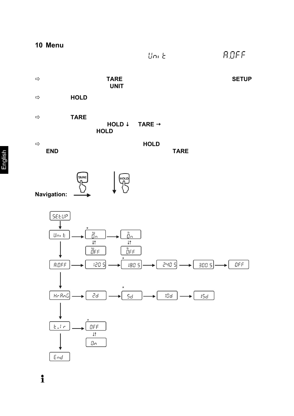 10 menu, Menu | KERN & SOHN EOS F User Manual | Page 24 / 26