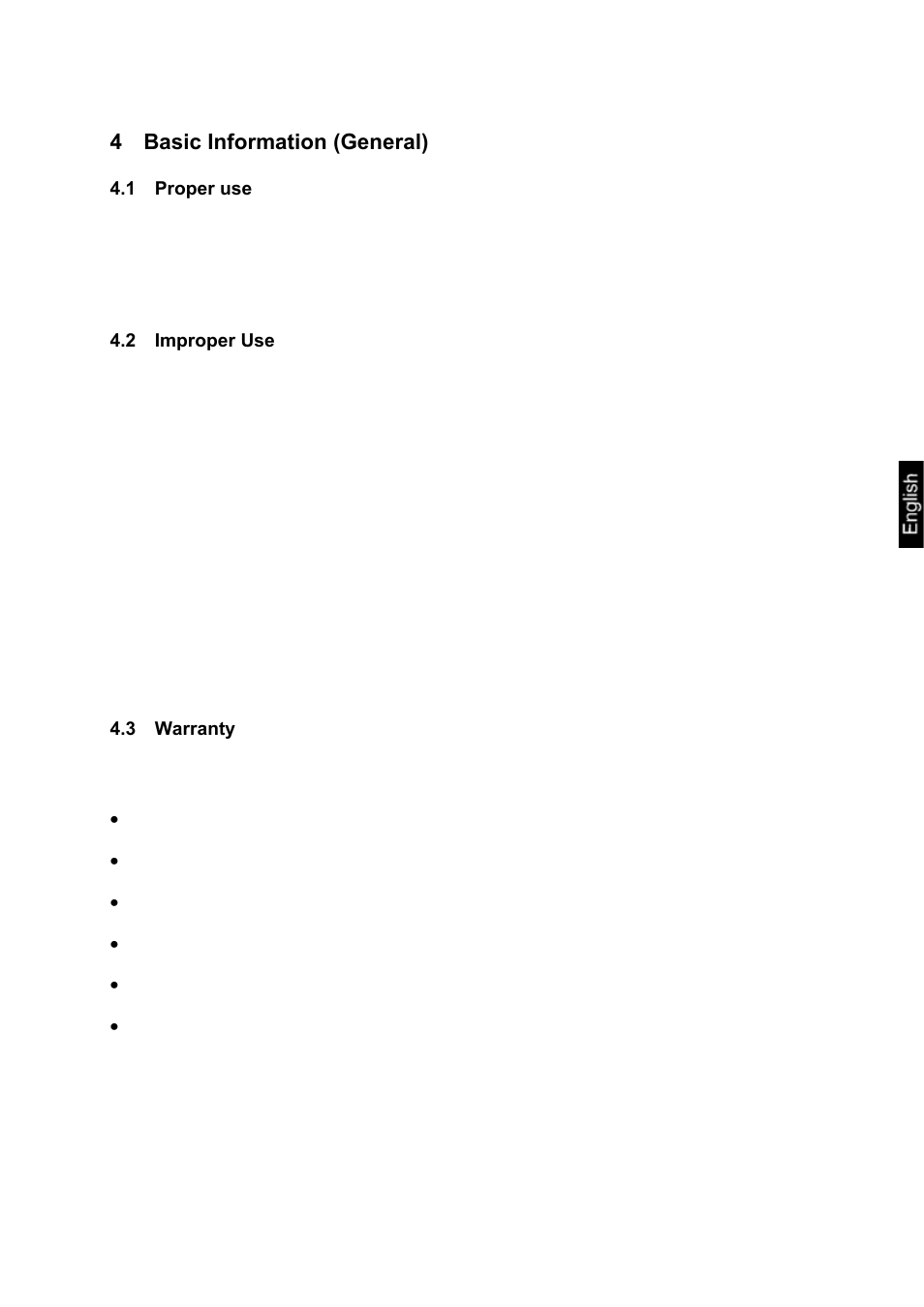 4 basic information (general), Basic information (general), Proper use | Improper use, Warranty | KERN & SOHN EOS F User Manual | Page 9 / 26