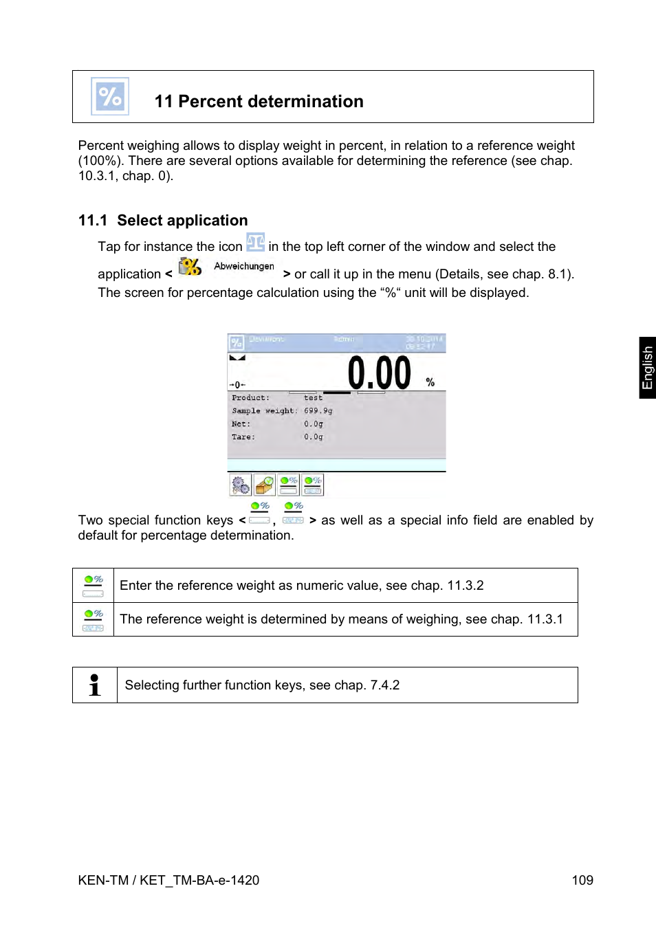 1 select application, 11 percent determination | KERN & SOHN KET-TM User Manual | Page 109 / 223