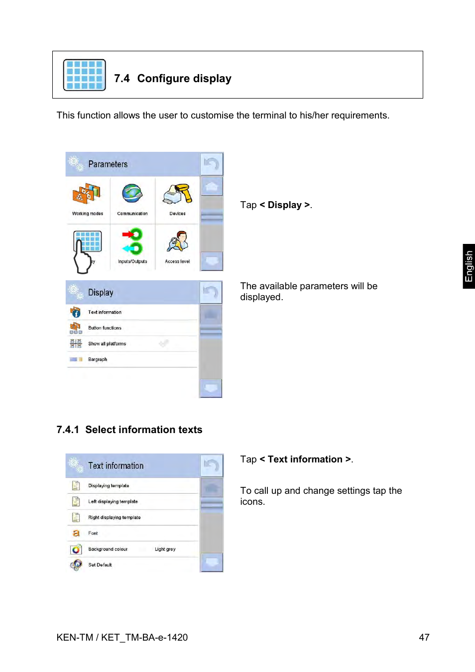 1 select information texts, Hap.7.4.1, Ap 7.4.1 | KERN & SOHN KET-TM User Manual | Page 47 / 223