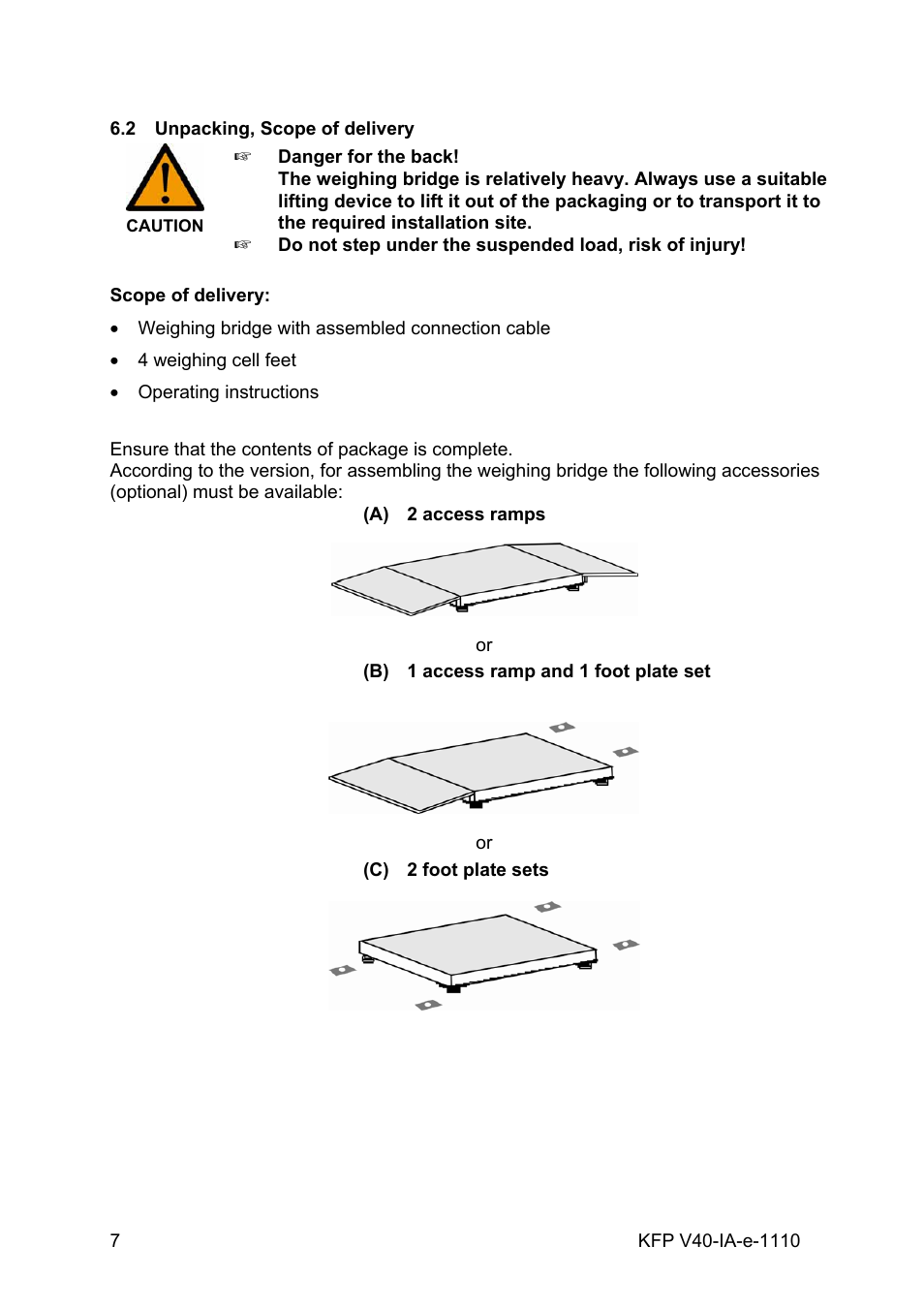 2 unpacking, scope of delivery, Unpacking, scope of delivery | KERN & SOHN BAN 3T-3M User Manual | Page 7 / 15