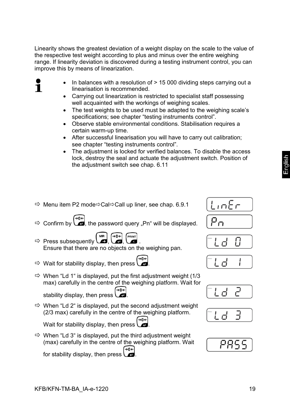10 linearization, 1 verified weighing systems | KERN & SOHN FA 6T-3M User Manual | Page 19 / 83