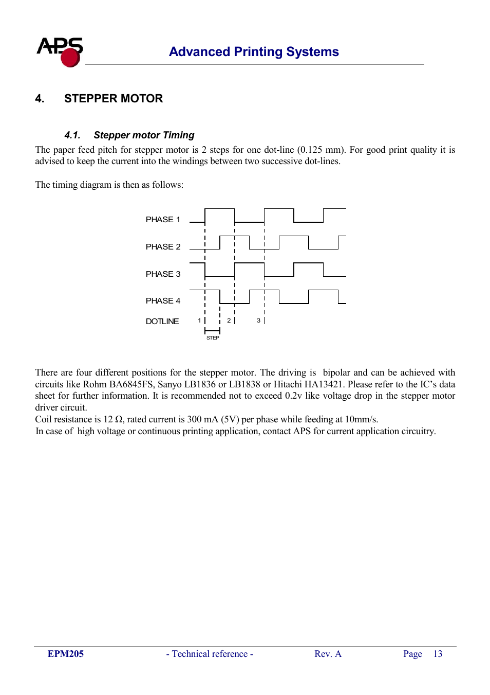 Stepper motor, Stepper motor timing, Tepper motor | Iming, Advanced printing systems | KERN & SOHN VFS 2T1 Addendum User Manual | Page 13 / 29
