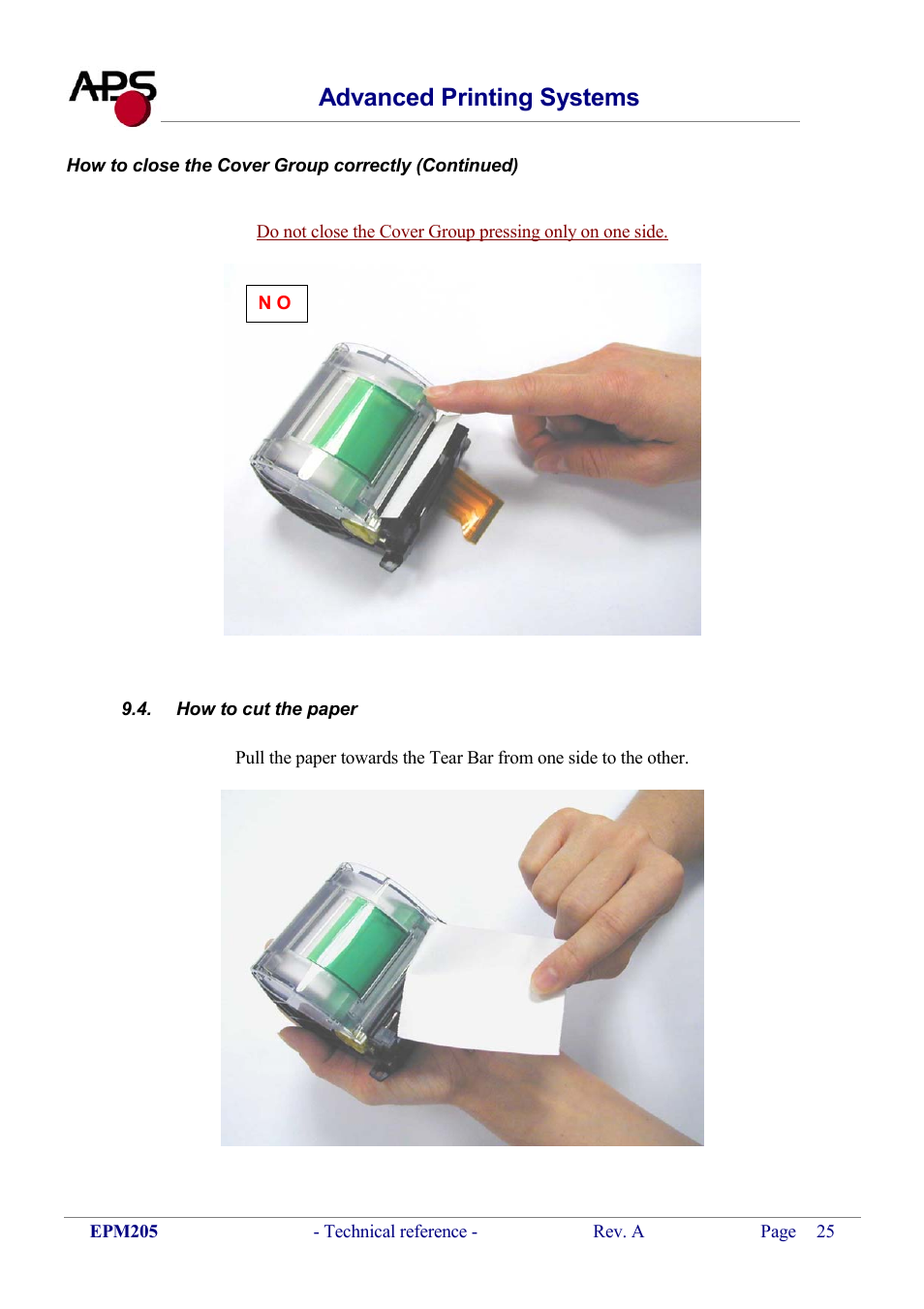 How to cut the paper, Ow to cut the paper, Advanced printing systems | KERN & SOHN VFS 2T1 Addendum User Manual | Page 25 / 29