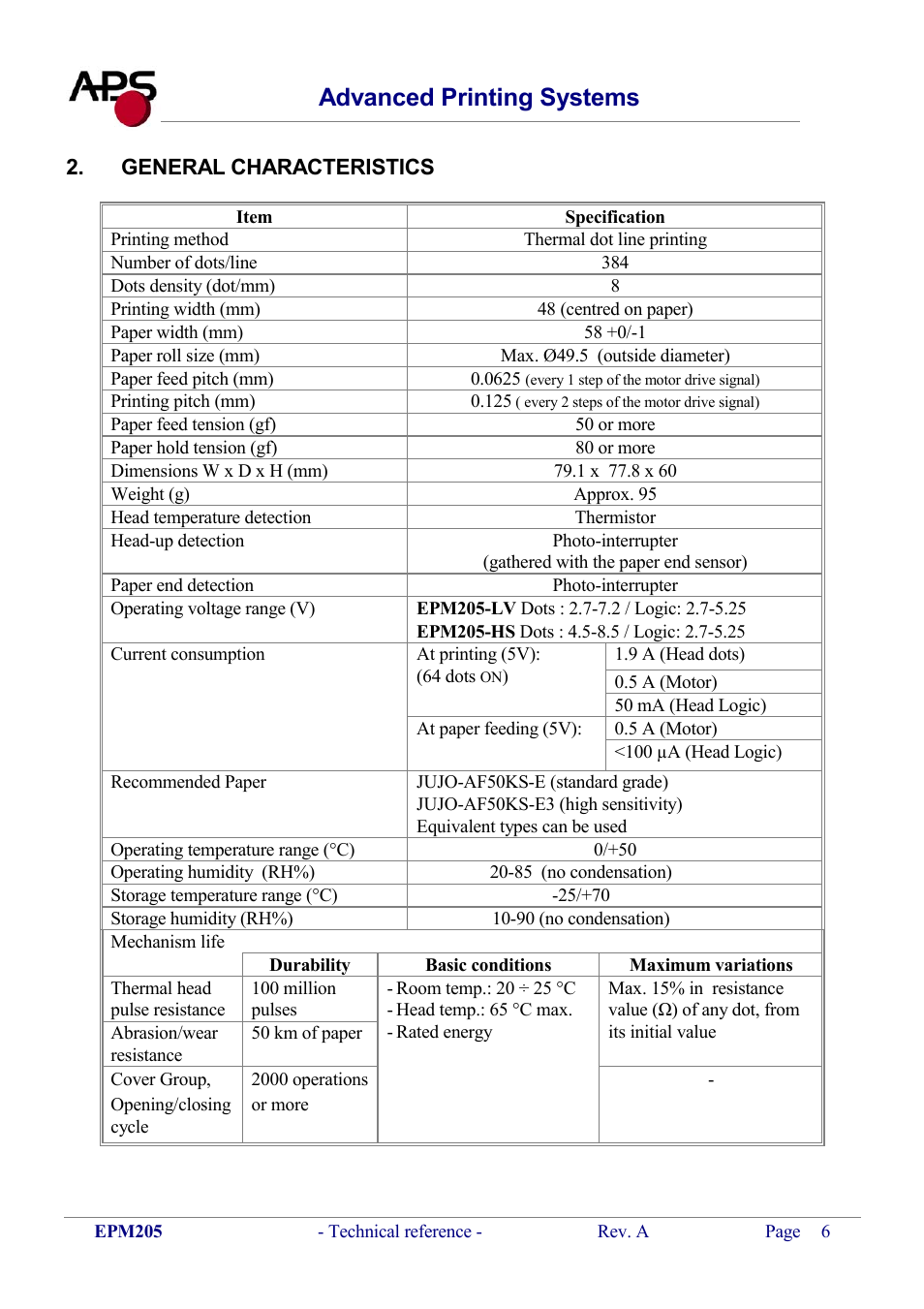 General characteristics, Advanced printing systems | KERN & SOHN VFS 2T1 Addendum User Manual | Page 6 / 29