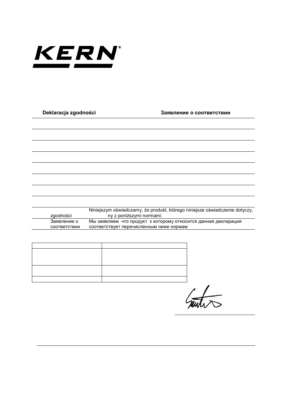 Declaration of conformity, Electronic balance: kern ch / hcb/ hcn / hdb | KERN & SOHN CH 50K100 User Manual | Page 30 / 30