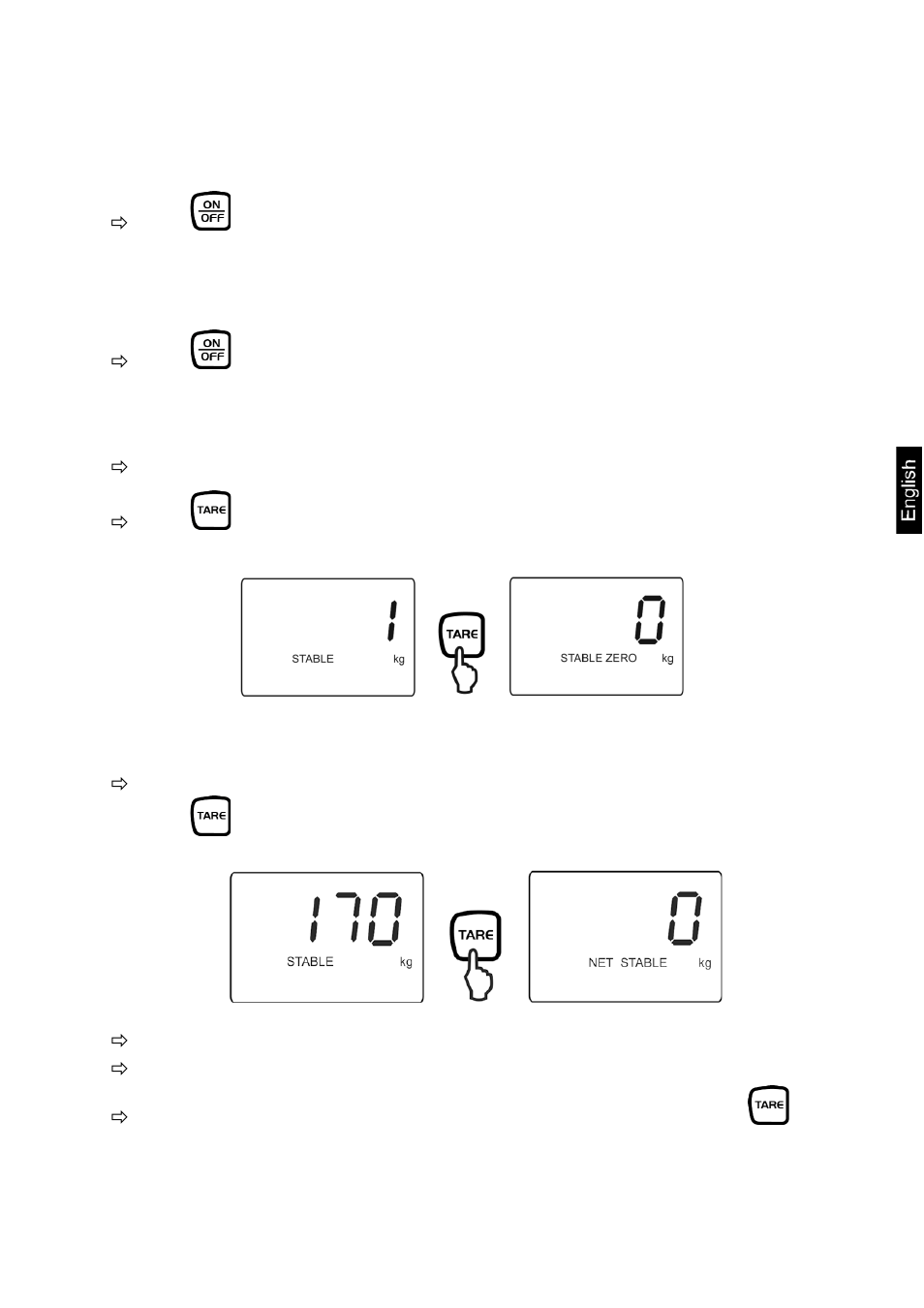 3 turn on/off, 4 set balance to zero, 5 taring | KERN & SOHN HFA 10T-3 User Manual | Page 25 / 41