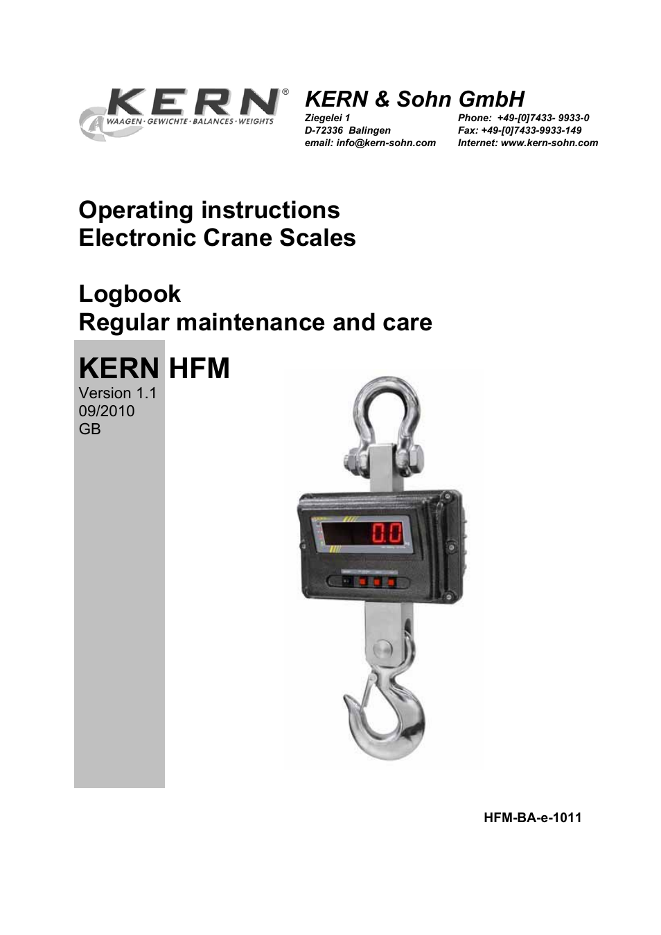 KERN & SOHN HFM 10T1 User Manual | 32 pages