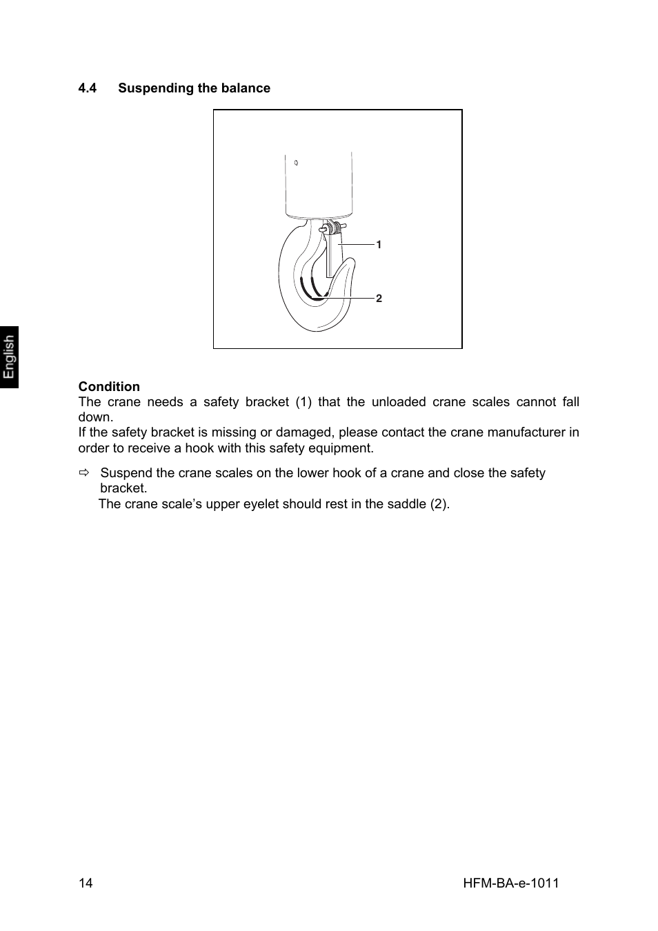 4 suspending the balance, Suspending the balance | KERN & SOHN HFM 10T1 User Manual | Page 14 / 32