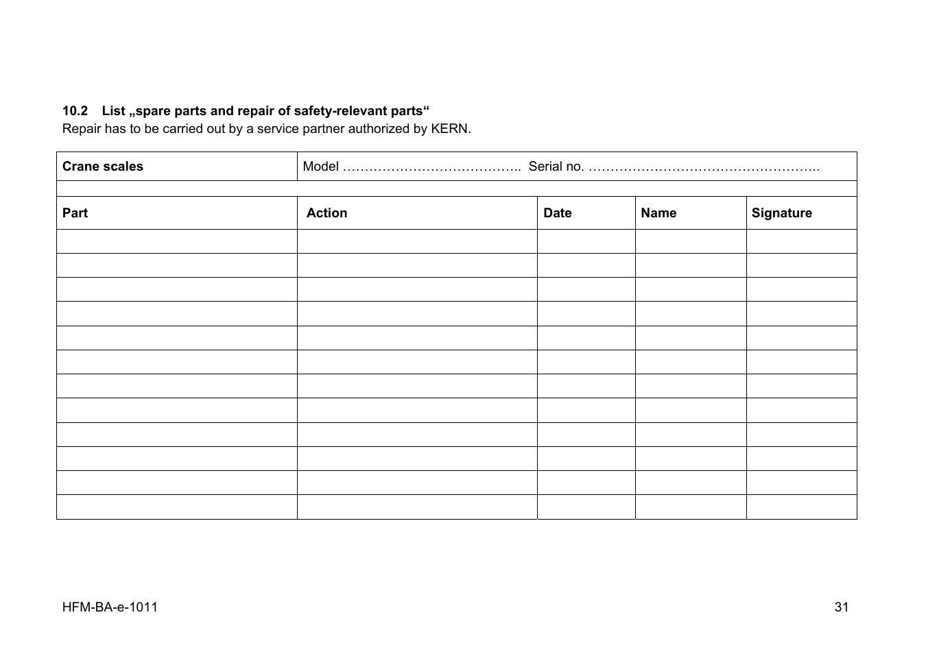 KERN & SOHN HFM 10T1 User Manual | Page 31 / 32