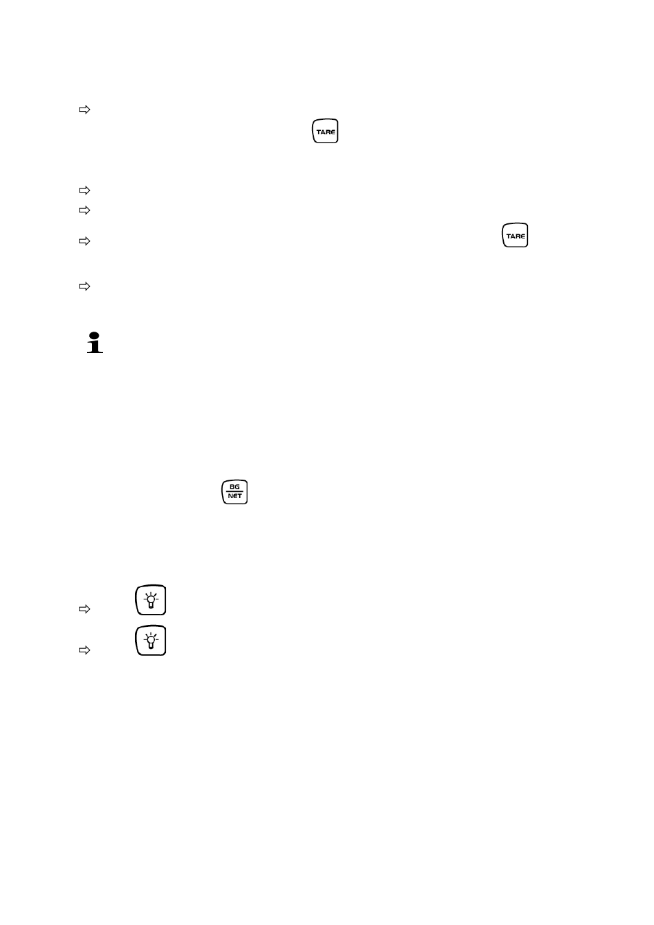 5 taring, 6 weighing, 7 gross / net invocation | 8 display background illumination | KERN & SOHN HTS 10T-3AM User Manual | Page 22 / 33