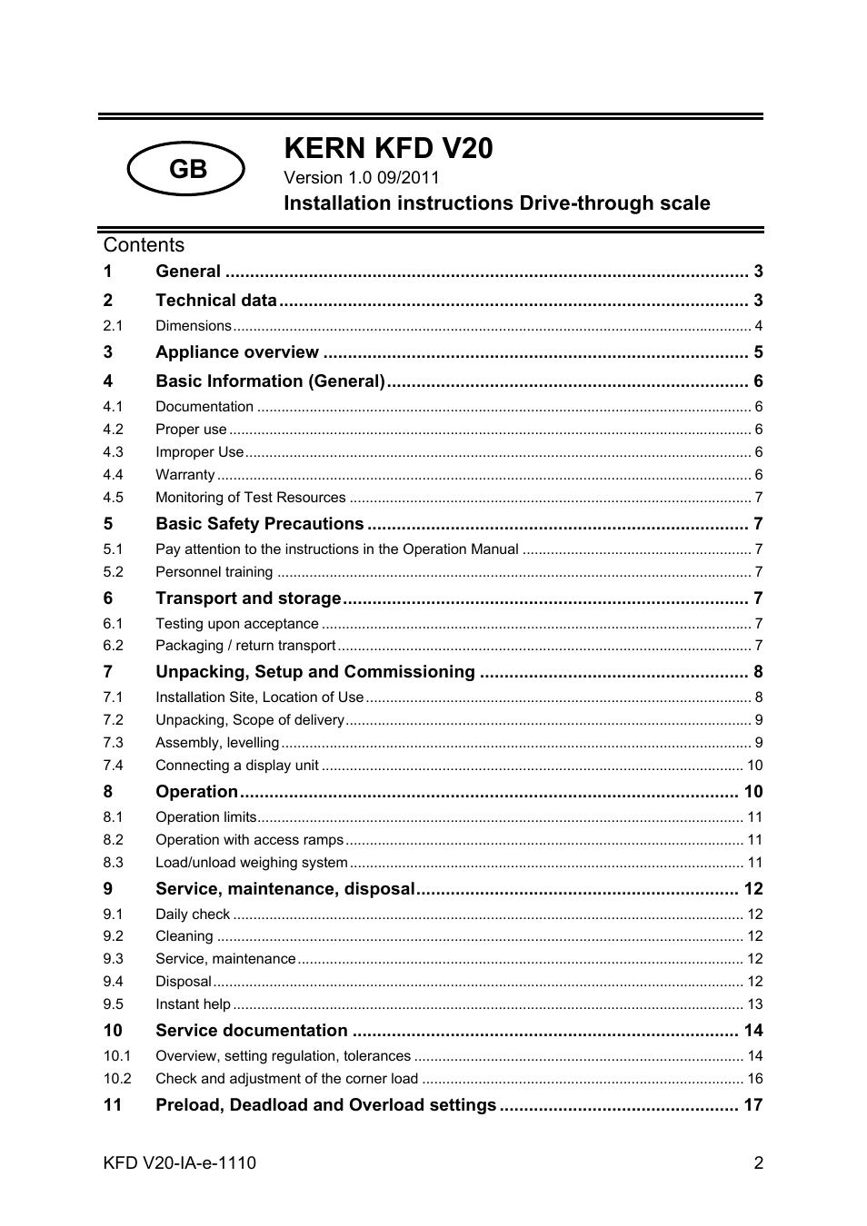 KERN & SOHN KFD 1500V20LM User Manual | Page 2 / 17