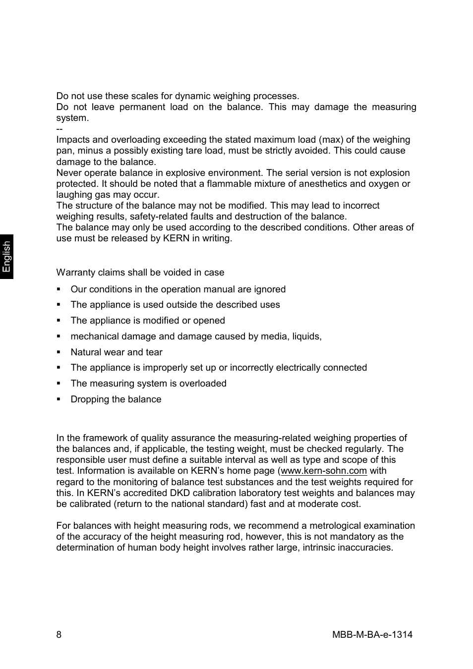 KERN & SOHN MBB 15K2DM User Manual | Page 8 / 34