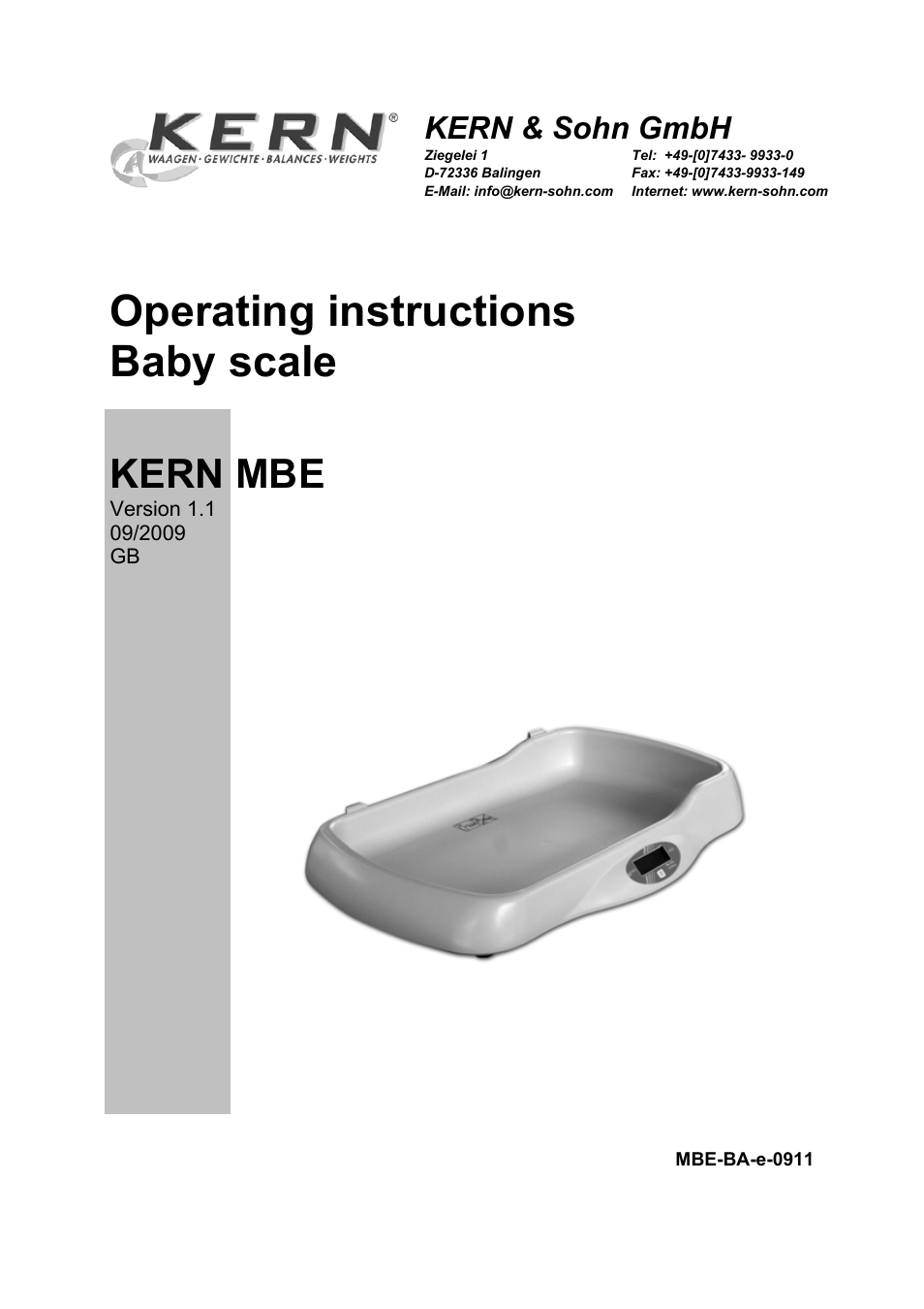 KERN & SOHN MBE 20K10 User Manual | 12 pages