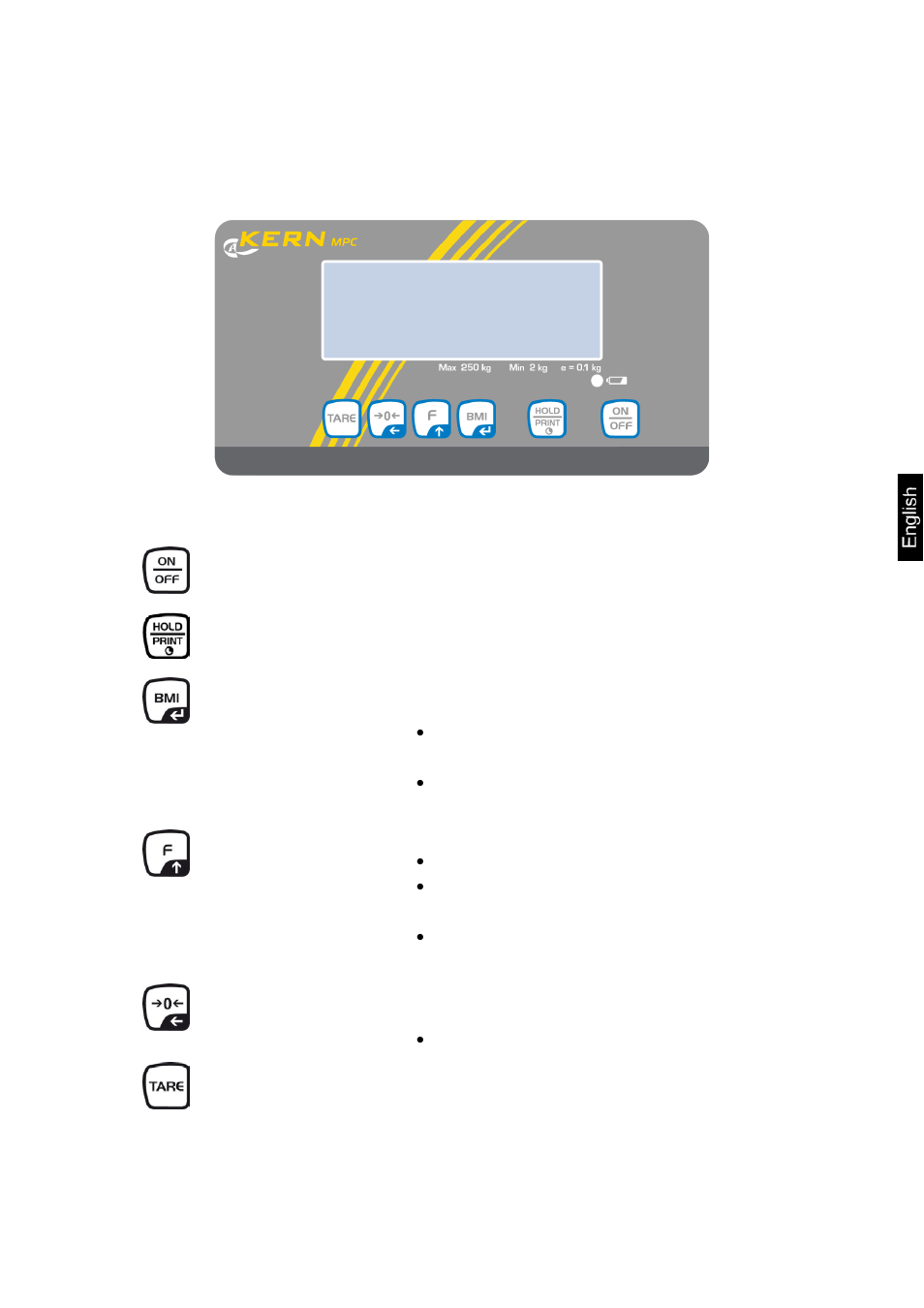 4 keyboard overview, 1 mpc models | KERN & SOHN MPE 250K100HM User Manual | Page 11 / 55