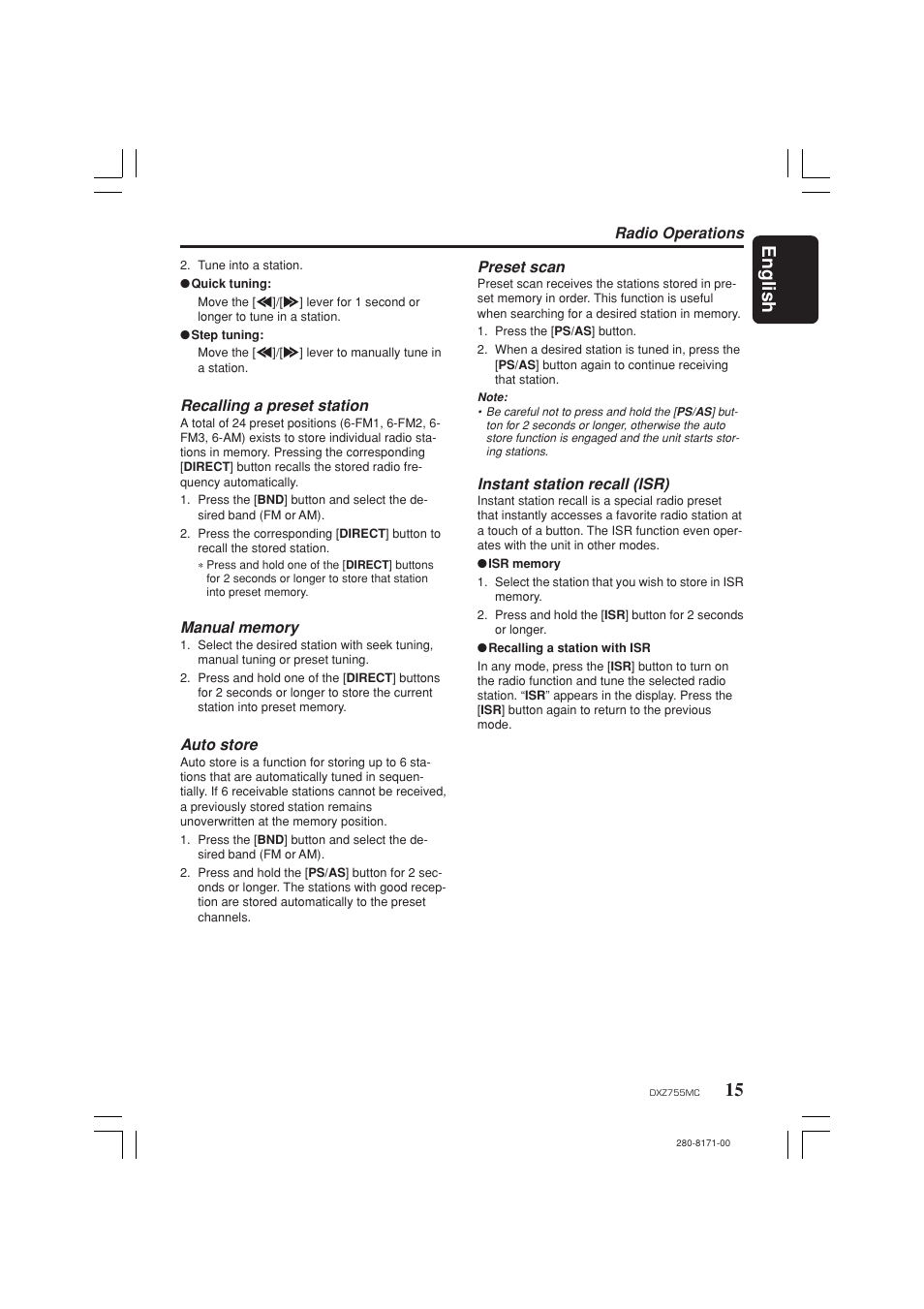 15 english | Clarion DXZ755MC User Manual | Page 15 / 34