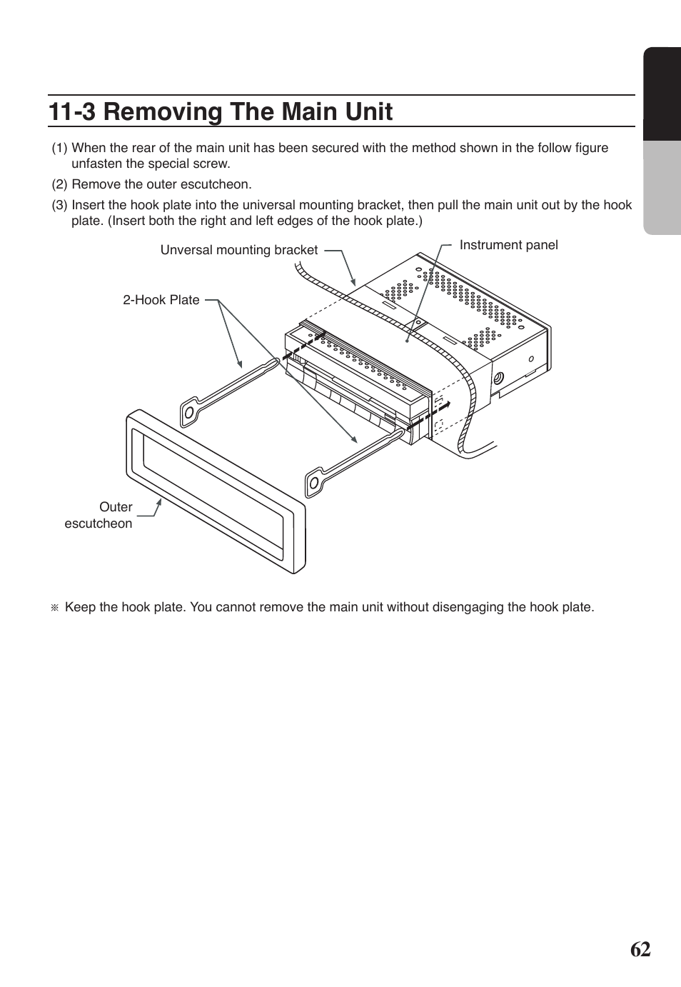 3 removing the main unit, 2 english | Clarion VRX578RUSB User Manual | Page 61 / 68