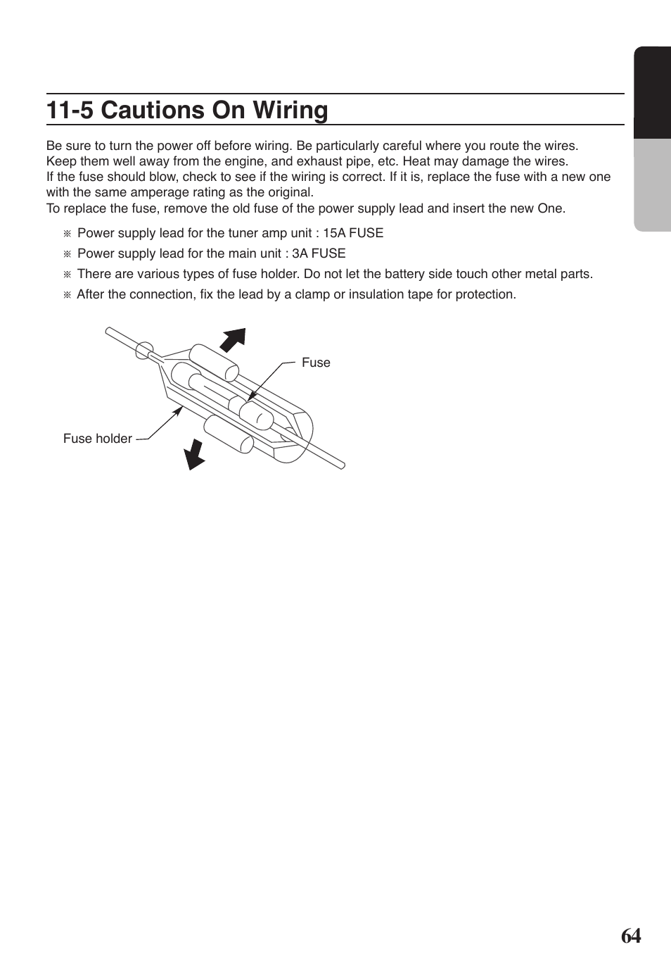 5 cautions on wiring, English | Clarion VRX578RUSB User Manual | Page 63 / 68