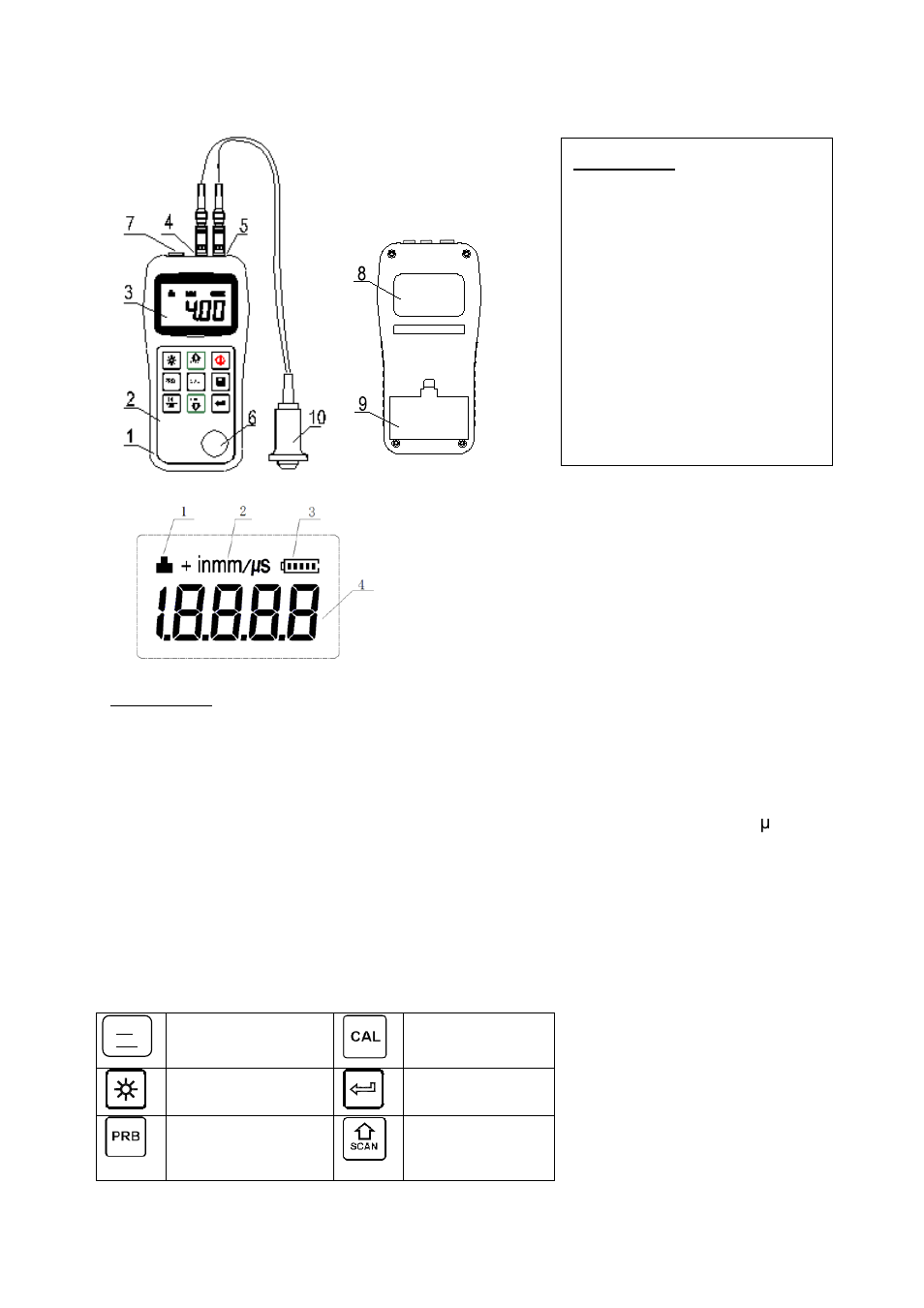 2 keypad & screen, 1 keypad definitions | KERN & SOHN TN 60-0.01EE User Manual | Page 5 / 16