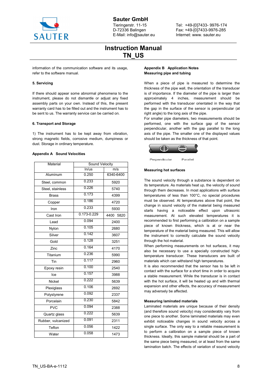 Instruction manual tn_us, Sauter gmbh | KERN & SOHN TN 300-0.01US User Manual | Page 8 / 9