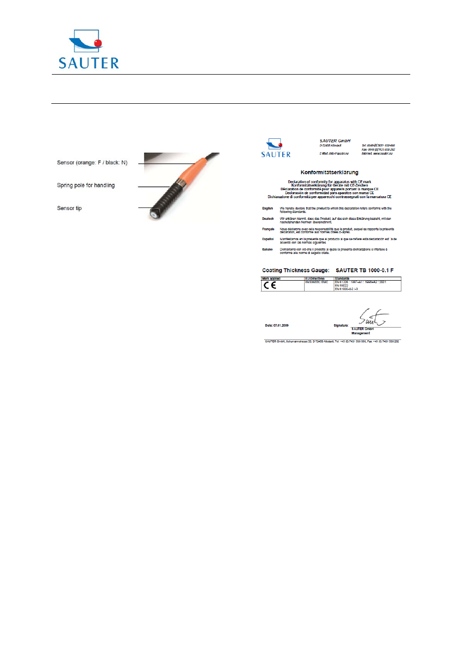 Instruction manual tb, Sauter gmbh | KERN & SOHN TB 2000-0.1F User Manual | Page 3 / 3