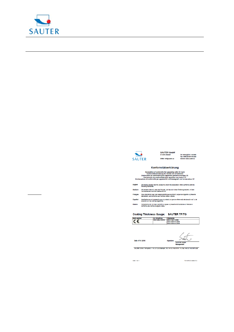 Instruction manual tf / tg, Sauter gmbh | KERN & SOHN TG 1250-0.1FN User Manual | Page 4 / 4