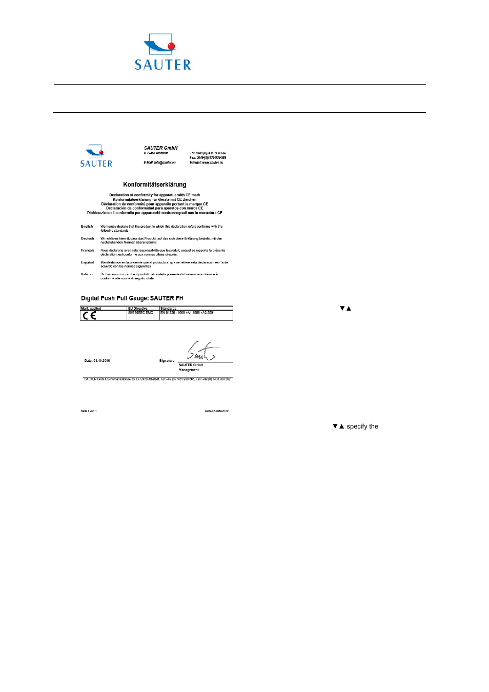 Sauter gmbh | KERN & SOHN FH 500 EXT User Manual | Page 6 / 6