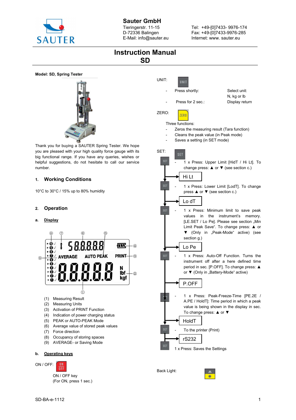 KERN & SOHN SD 30N70 User Manual | 4 pages