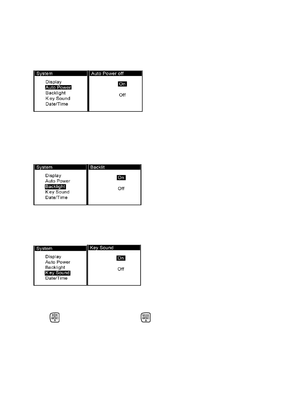 2 auto power, 3 backlight, 4 key sound | 5 date/time | KERN & SOHN FC 10 User Manual | Page 11 / 19