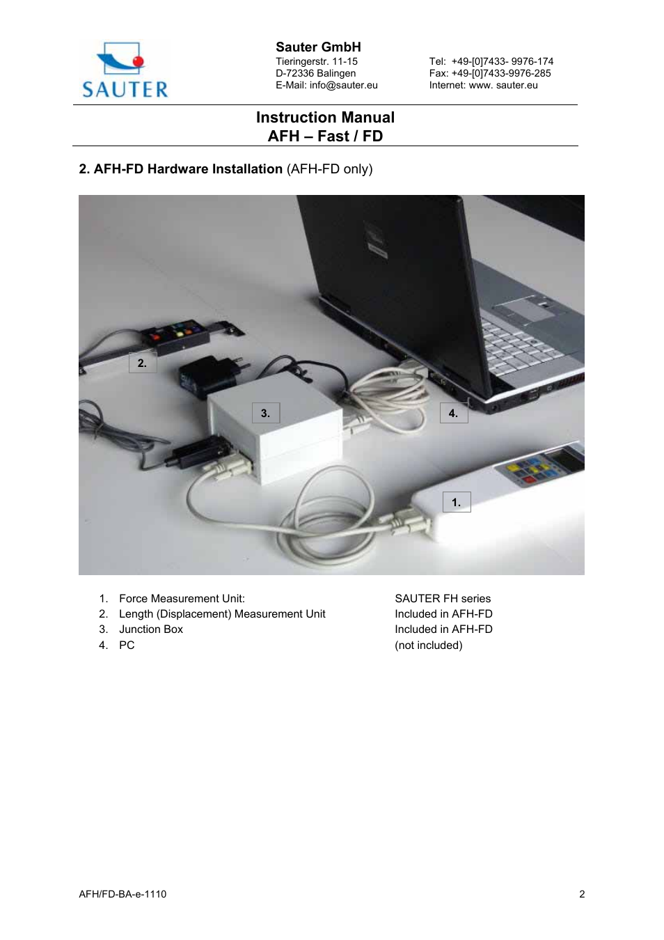 Instruction manual afh – fast / fd | KERN & SOHN AFH FD User Manual | Page 2 / 12