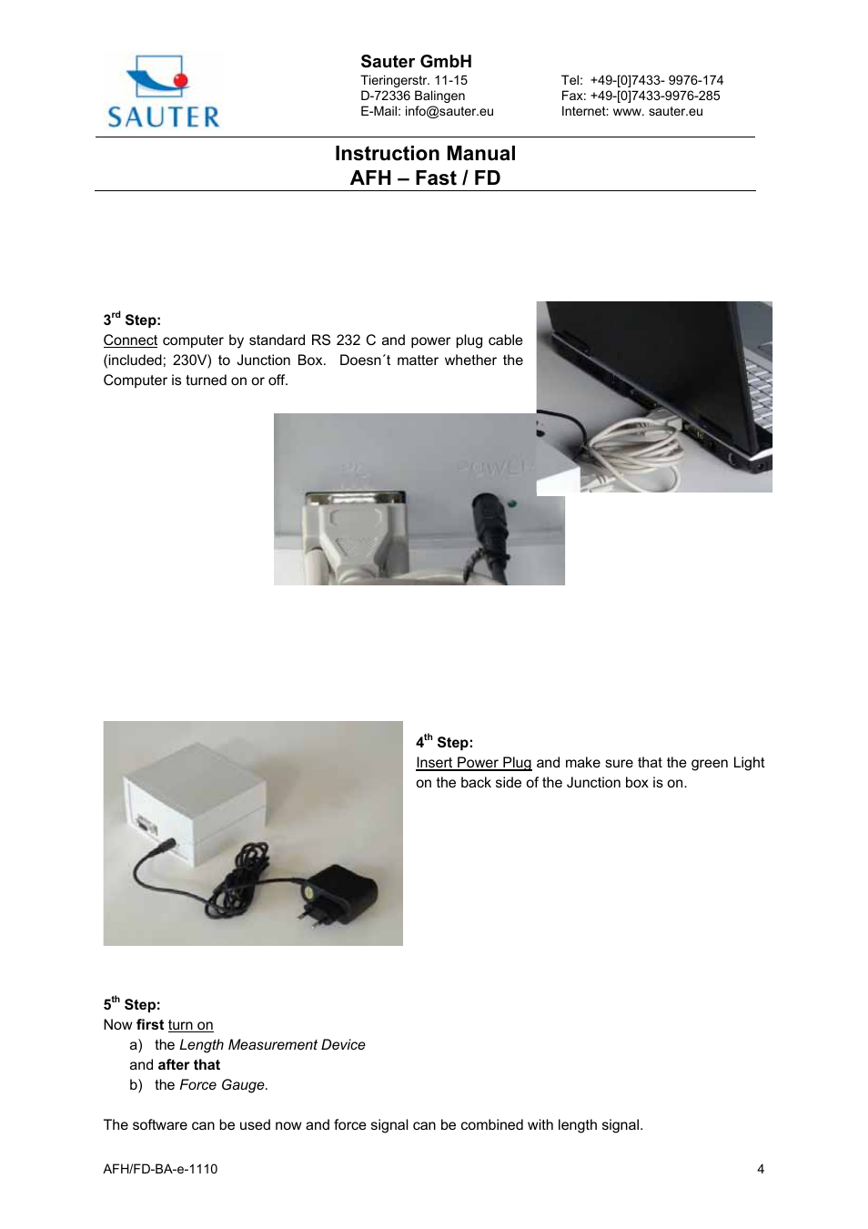 Instruction manual afh – fast / fd | KERN & SOHN AFH FD User Manual | Page 4 / 12