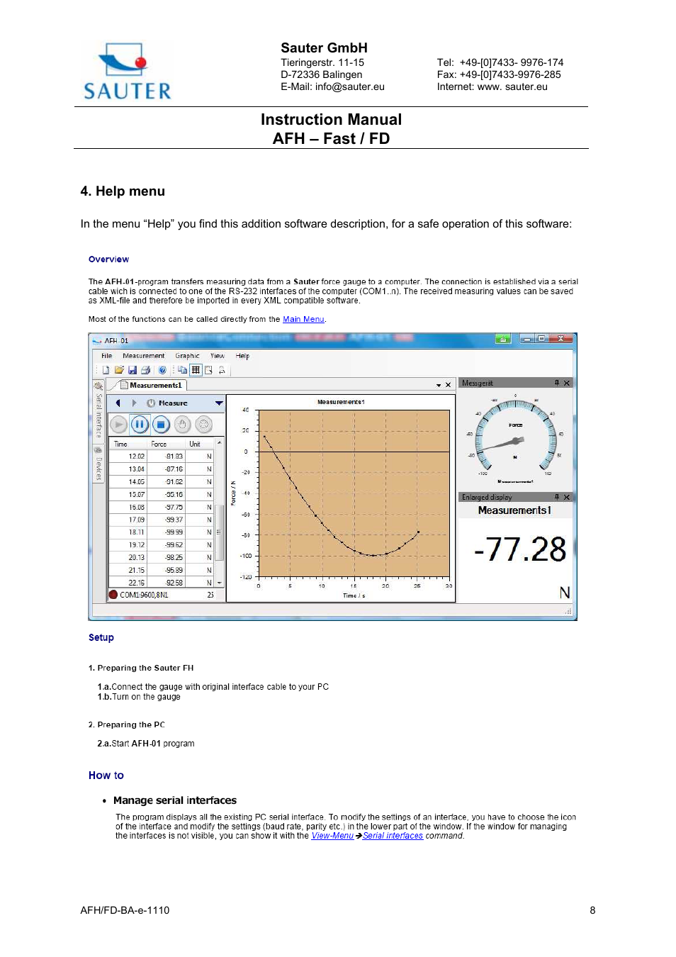 Instruction manual afh – fast / fd | KERN & SOHN AFH FD User Manual | Page 8 / 12