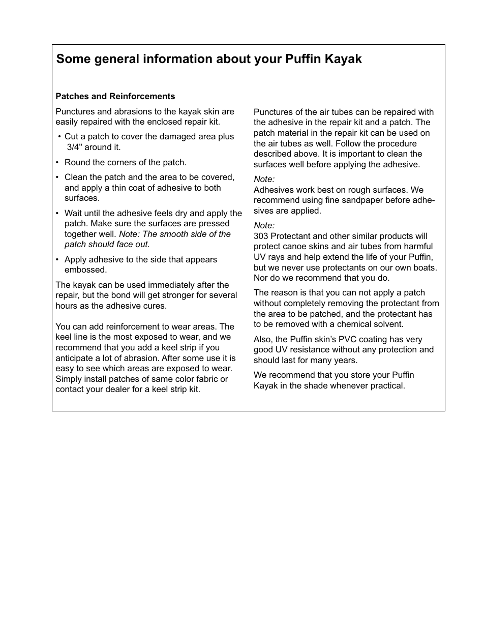 Some general information about your puffin kayak | KERO Puffin 12 User Manual | Page 6 / 7