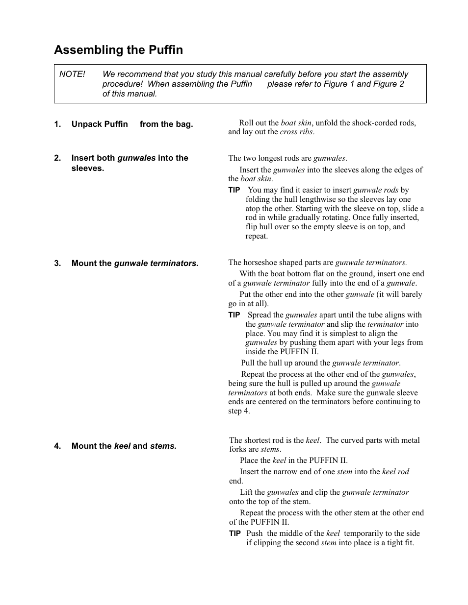 Assembling the puffin ii | KERO Puffin II User Manual | Page 3 / 7