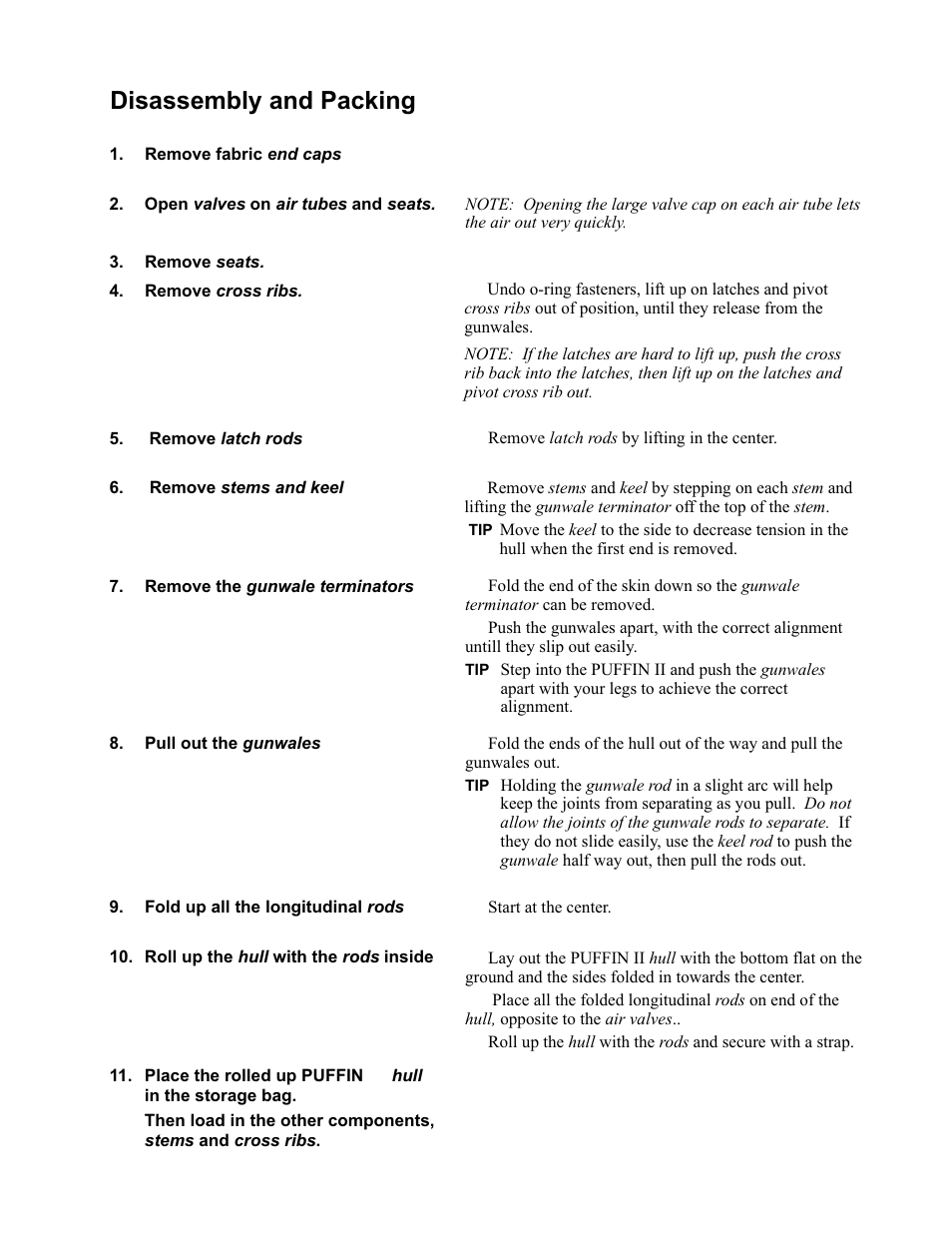 Disassembly and packing | KERO Puffin II User Manual | Page 6 / 7