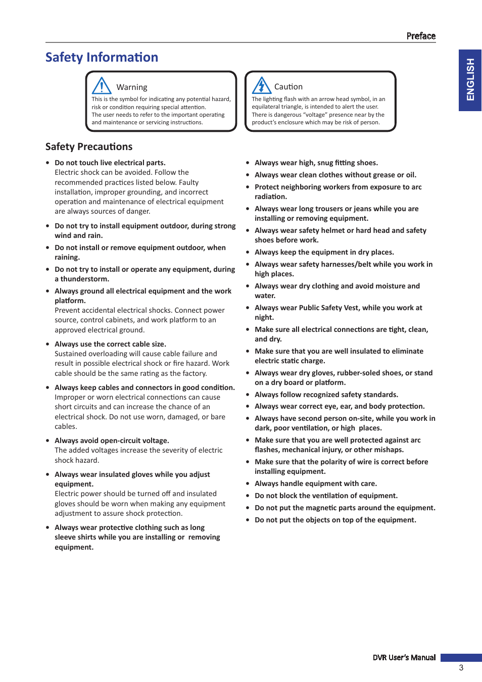 Safety information, Safety precautions | KGUARD Security AR 1621-2CKT001 User Manual | Page 3 / 81