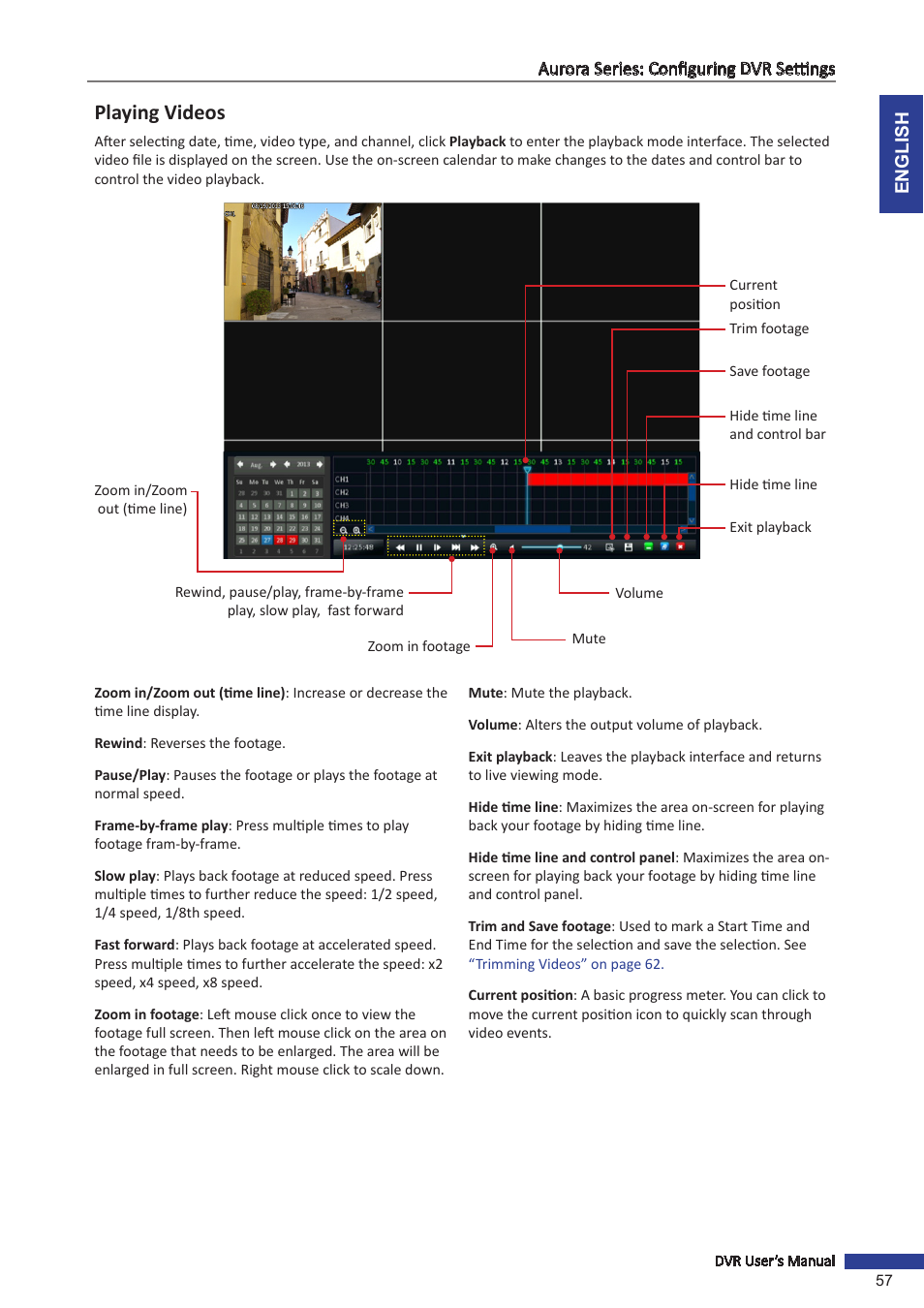 Playing videos | KGUARD Security AR 1621-2CKT001 User Manual | Page 57 / 81