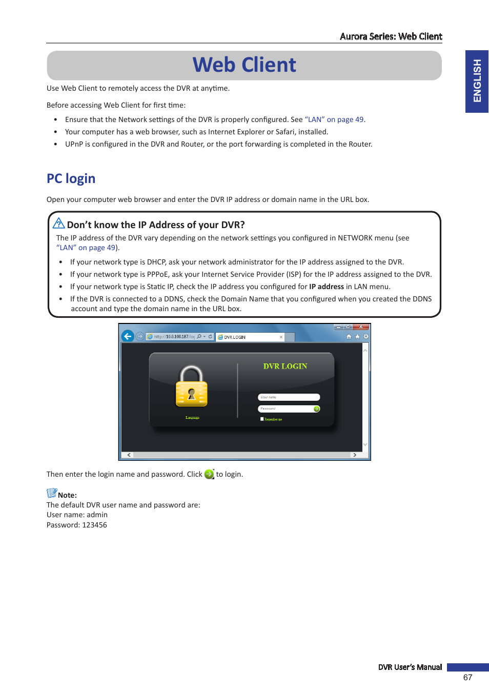 Web client, Pc login | KGUARD Security AR 1621-2CKT001 User Manual | Page 67 / 81