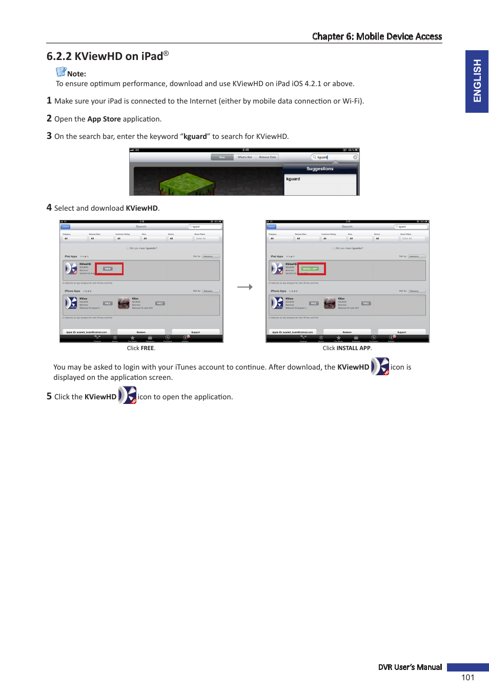 2 kviewhd on ipad | KGUARD Security BR1611P User Manual | Page 101 / 107