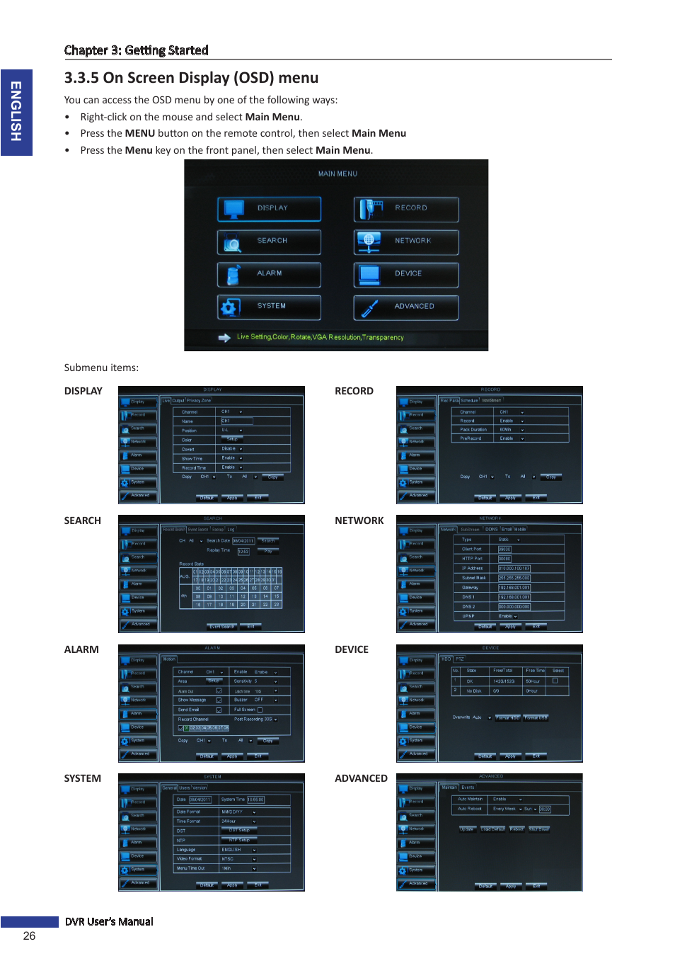 5 on screen display (osd) menu | KGUARD Security BR1611P User Manual | Page 26 / 107