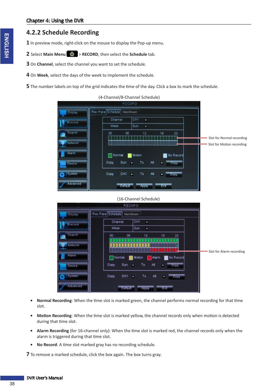2 schedule recording | KGUARD Security BR1611P User Manual | Page 38 / 107