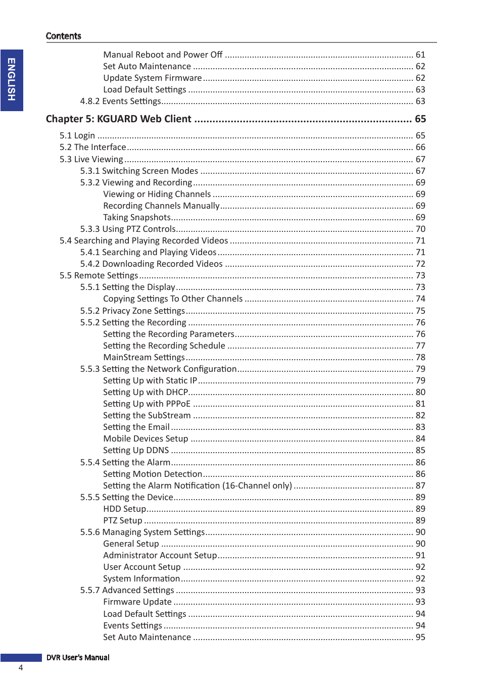 KGUARD Security BR1611P User Manual | Page 4 / 107