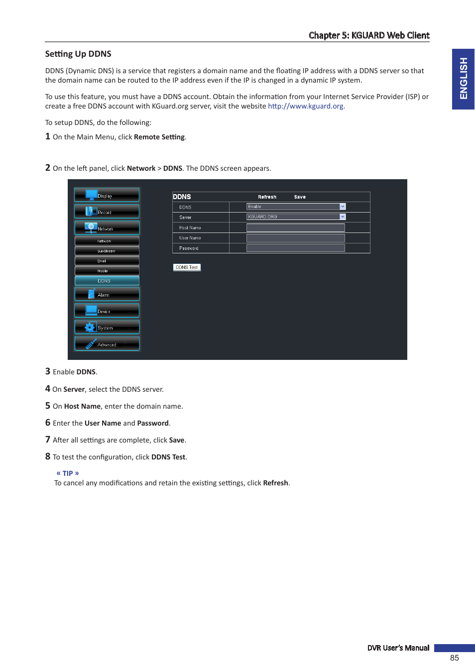 Setting up ddns | KGUARD Security BR1611P User Manual | Page 85 / 107