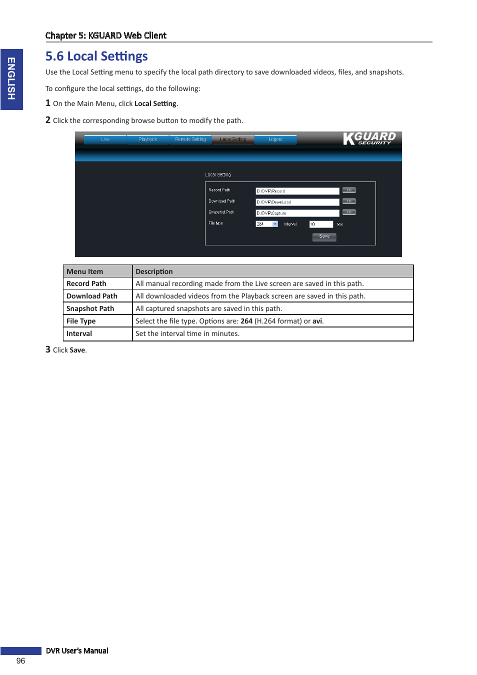 6 local settings, D disk. see | KGUARD Security BR1611P User Manual | Page 96 / 107