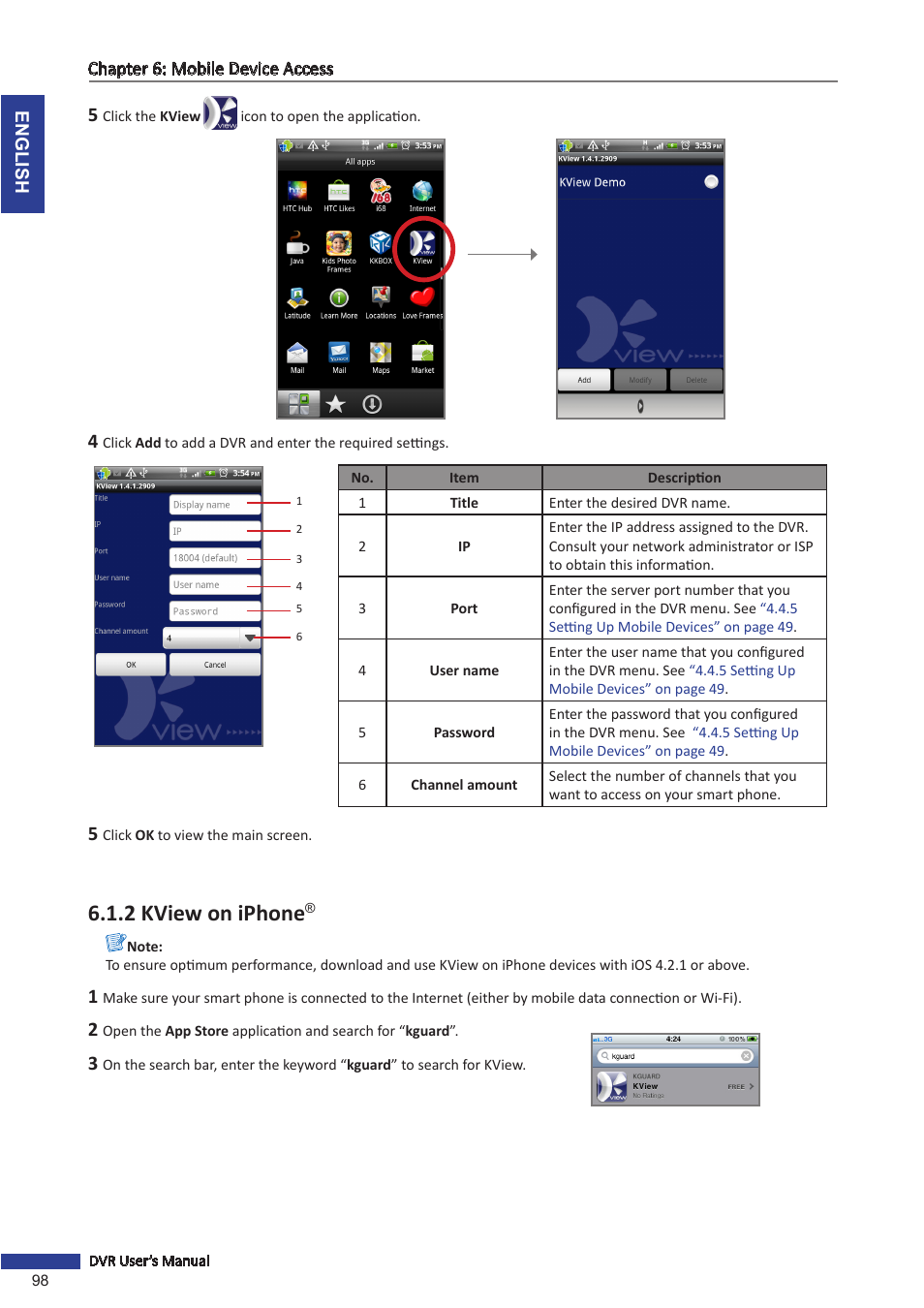2 kview on iphone | KGUARD Security BR1611P User Manual | Page 98 / 107