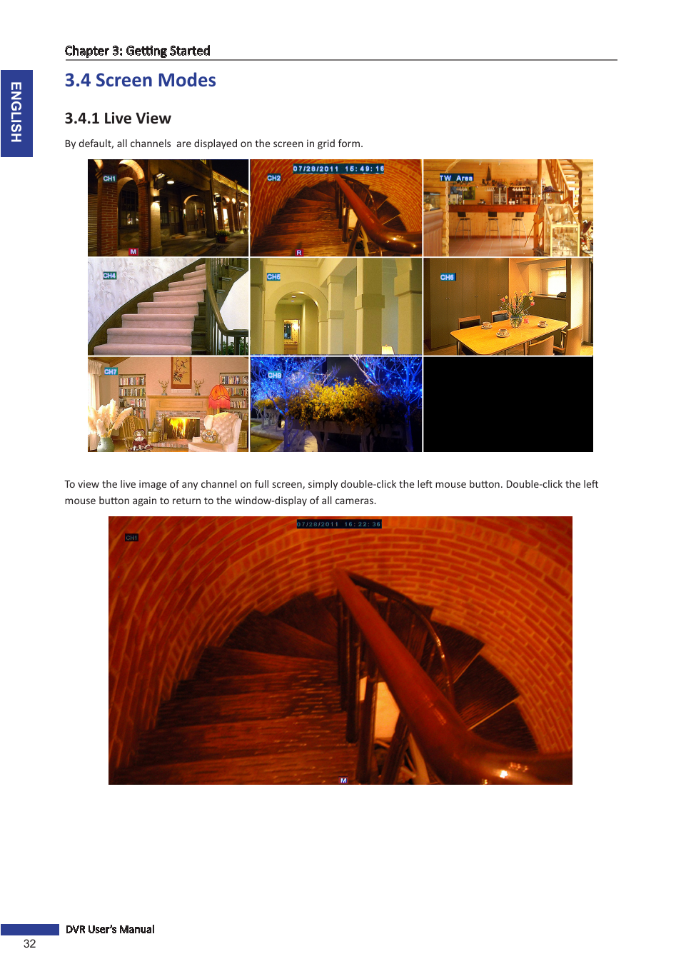4 screen modes, 1 live view | KGUARD Security BR1601 User Manual | Page 32 / 113