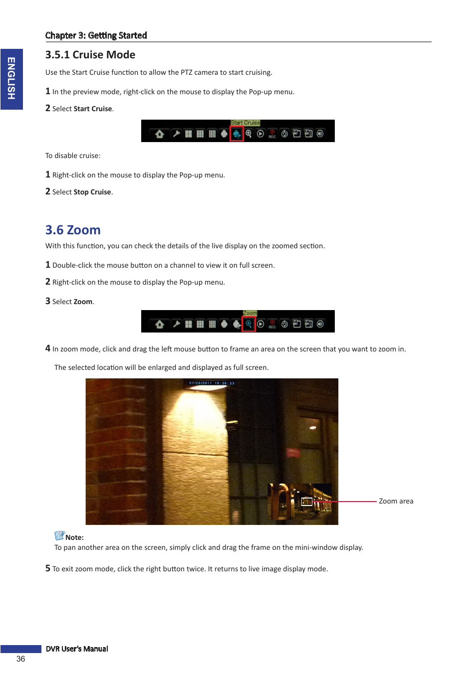 A. see, 6 zoom, 1 cruise mode | KGUARD Security BR1601 User Manual | Page 36 / 113