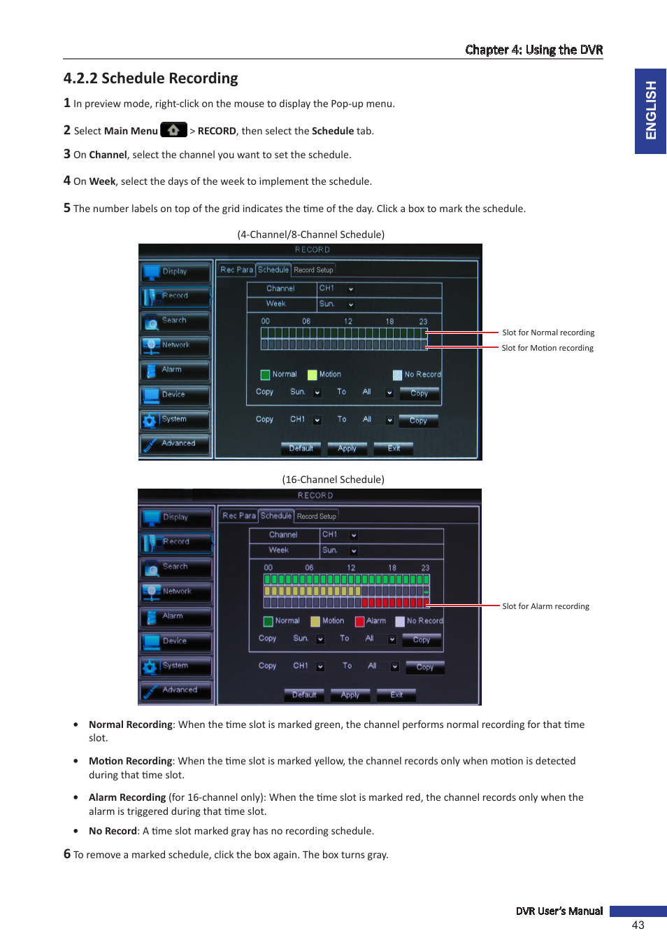 2 schedule recording | KGUARD Security BR1601 User Manual | Page 43 / 113