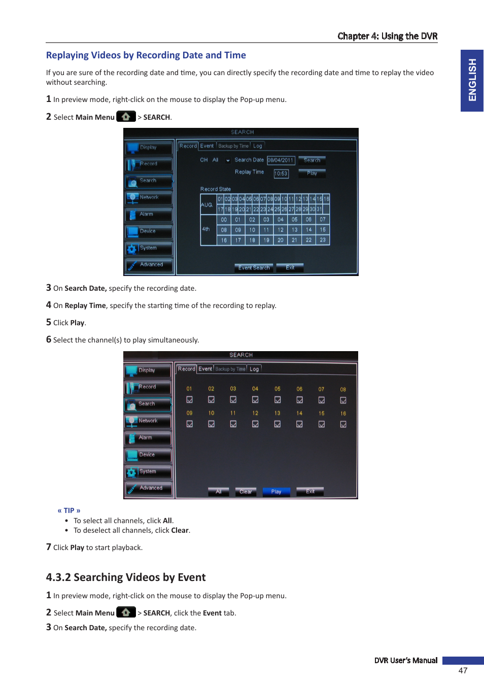 2 searching videos by event | KGUARD Security BR1601 User Manual | Page 47 / 113