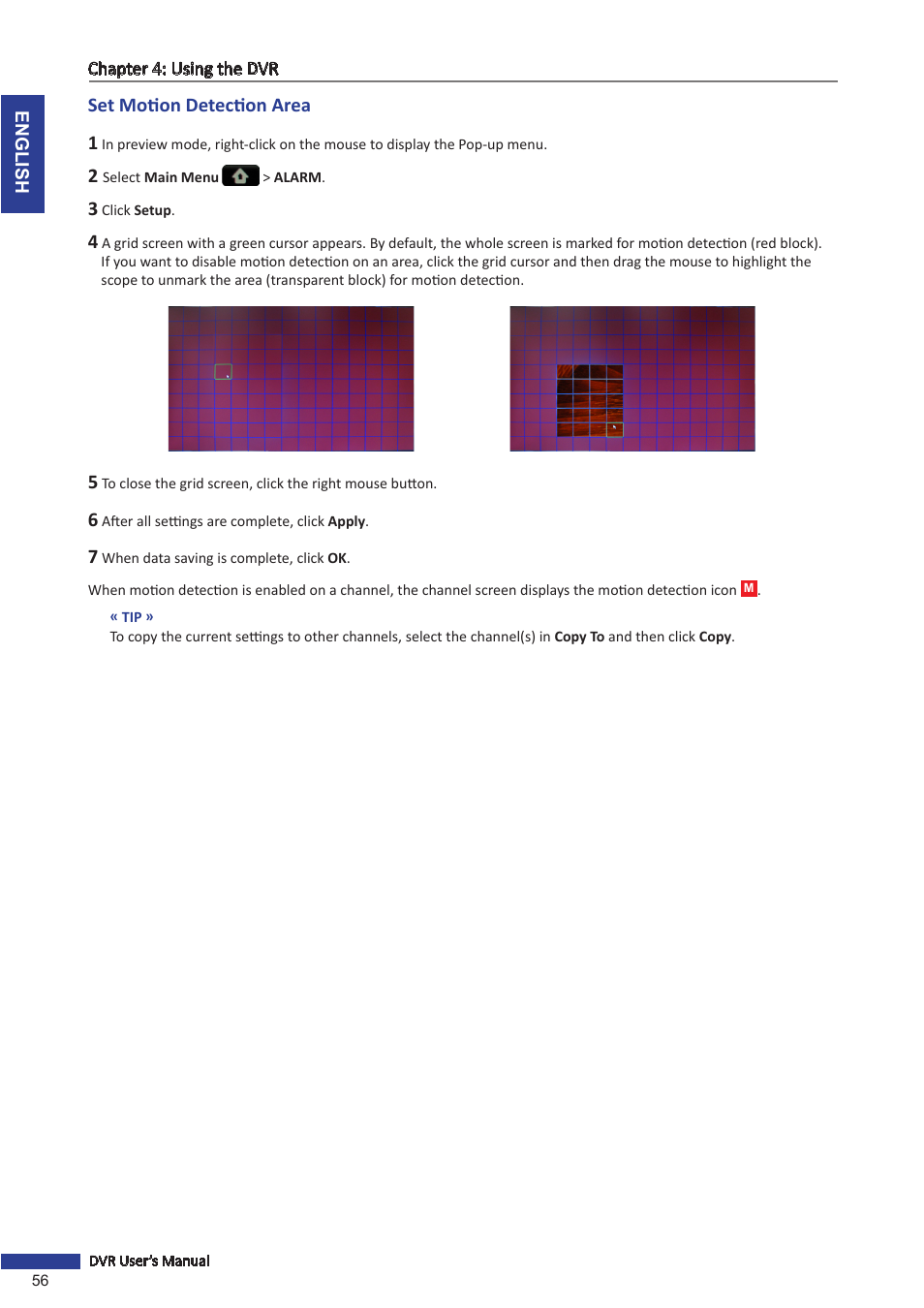 Set motion detection area | KGUARD Security BR1601 User Manual | Page 56 / 113